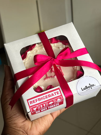 Pink and white bento