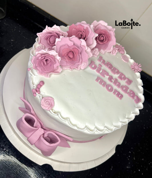 Pink & White fondant cake