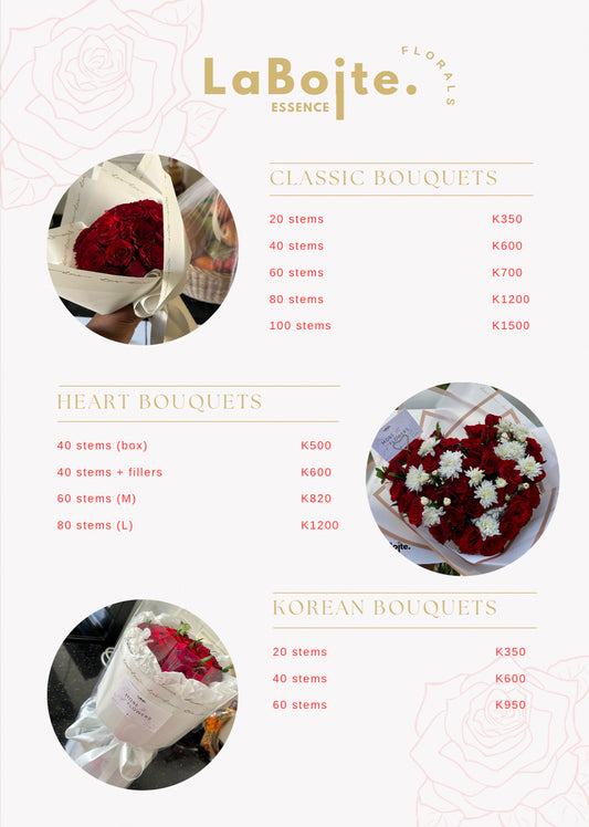 Gifts and bouquets pricelist